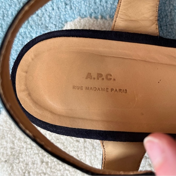 A.P.C. Low wedge buckle heels sandals. Size 41- us 9.5, leather suede - like new - Picture 3 of 5